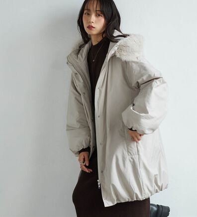 RANAN（ラナン）の「ミドル丈フードファー中わたダウンコート（ハーフコート）」