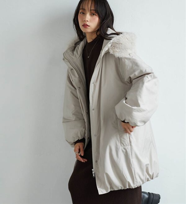 RANAN（ラナン）の「ミドル丈フードファー中わたダウンコート（ハーフコート）」｜詳細画像