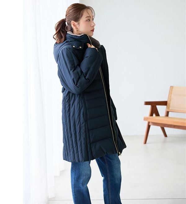 BELLUNA（ベルーナ）の「細見え！フレンチダウン使いダブルステッチロング丈コート（ロングコート）」｜詳細画像