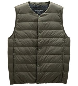 「ヒーター付丸八ダウンインナーベスト（メンズベスト）」｜カーキ