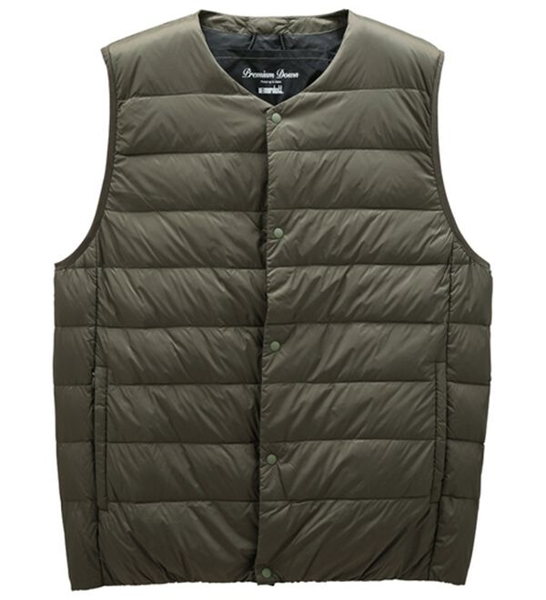 「ヒーター付丸八ダウンインナーベスト（メンズベスト）」｜カーキ