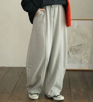 A HAPPY MARILYN（アハッピーマリリン）の「【Ｌ～６Ｌ／選べる丈】【裏起毛】毛玉になりにくい！カーブパンツ【ハピぽか裏起毛】（ワイドパンツ・ガウチョ）」｜グレー