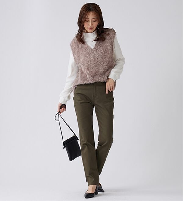 BELLUNA（ベルーナ）の「静電防止！蓄熱綿サテンストレッチカラーパンツ（フルレングスパンツ）」｜詳細画像