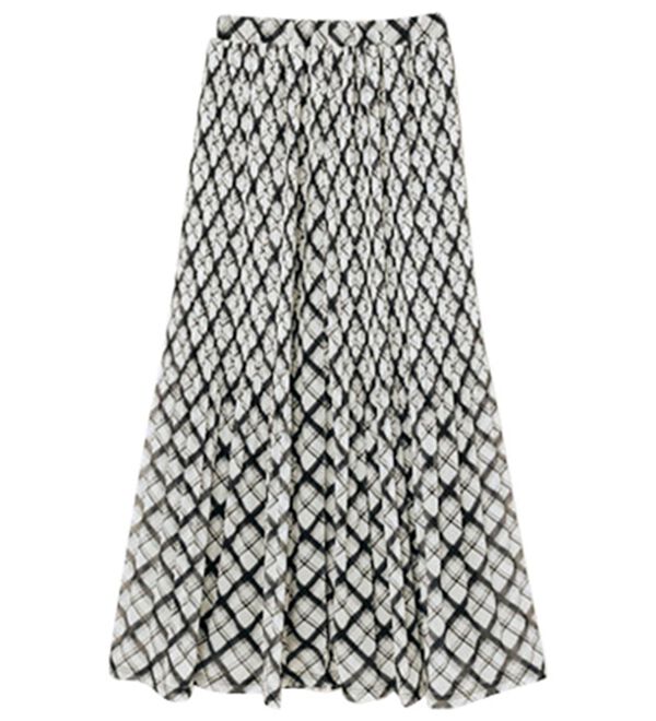 RANAN（ラナン）の「シフォンプリーツマキシスカート（ロングスカート）」｜モノトーンチェック柄
