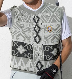 「＜フィッチェ　ゴルフ＞総柄サマーニットベスト（メンズニット・セーター）」｜詳細画像