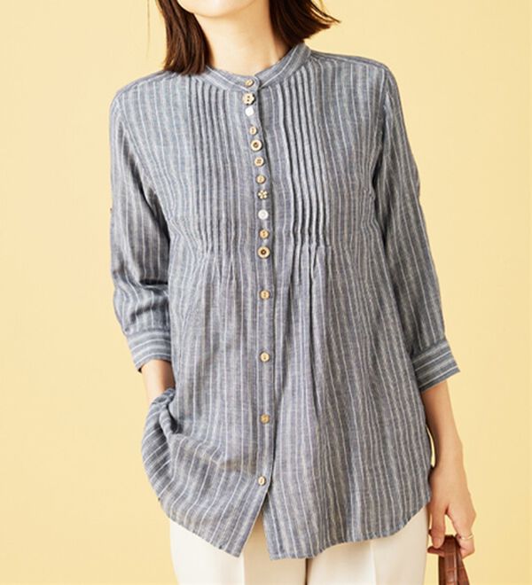 BELLUNA（ベルーナ）の「ダブルガーゼ素材多ボタンオーバーブラウス（ブラウス）」｜詳細画像