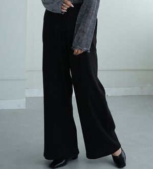 A HAPPY MARILYN（アハッピーマリリン）の「【Ｌ～８Ｌ／選べる丈】綿１００％！楽にのびる！ゆったりワイドパンツ（ワイドパンツ・ガウチョ）」｜ブラック