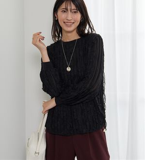 BELLUNA（ベルーナ）の「フリルジャカード素材プルオーバー（カットソー）」｜黒