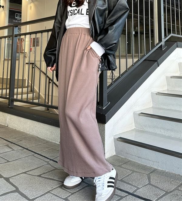 GeeRA（ジーラ）の「【着回し力◎】楽ちんすっきり見え！リブロングスカート（ロングスカート）」｜詳細画像