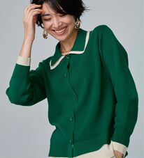 BELLUNA（ベルーナ）の「配色衿デザインニットカーディガン（ニットカーディガン）」