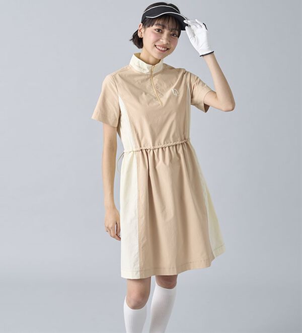 BELLUNA（ベルーナ）の「はっ水！配色ギャザーワンピース【UNDOVE】（その他ワンピース）」｜詳細画像