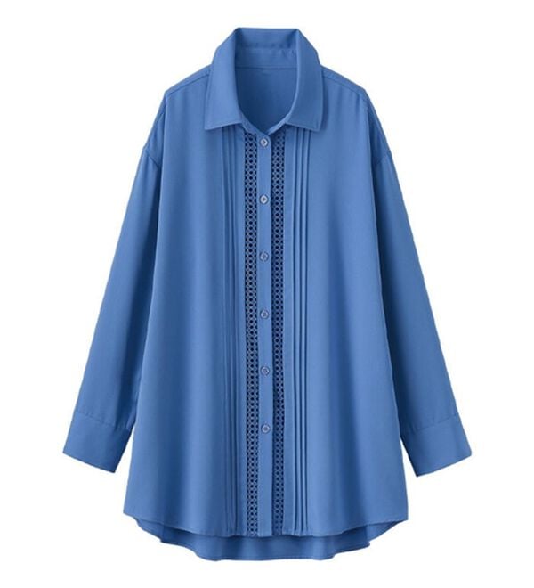 BELLUNA（ベルーナ）の「とろみ素材レース使いシャツチュニック（チュニック）」｜詳細画像