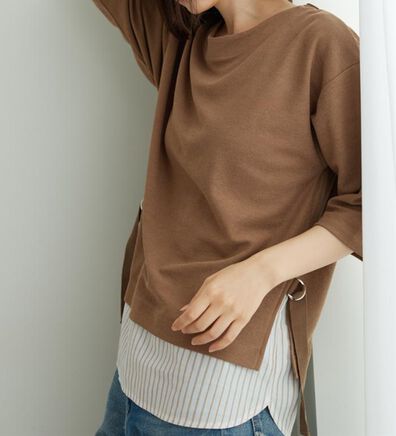 BELLUNA（ベルーナ）の「ラメストライプシャツフェイクチュニック（チュニック）」