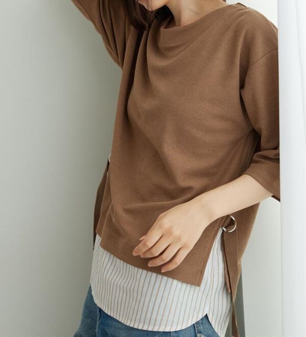 BELLUNA（ベルーナ）の「ラメストライプシャツフェイクチュニック（チュニック）」｜詳細画像