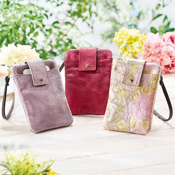 「日本製華やかバラの型押し本革シリーズ（その他ファッション小物）」｜1