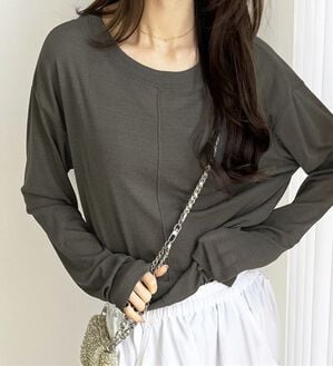 GeeRA（ジーラ）の「着回し自在！スラブシアートップス（カットソー）」｜チャコール