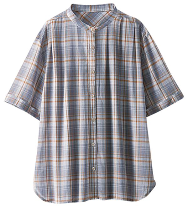 BELLUNA（ベルーナ）の「綿１００％バンドカラーシャツブラウス（ブラウス）」｜詳細画像