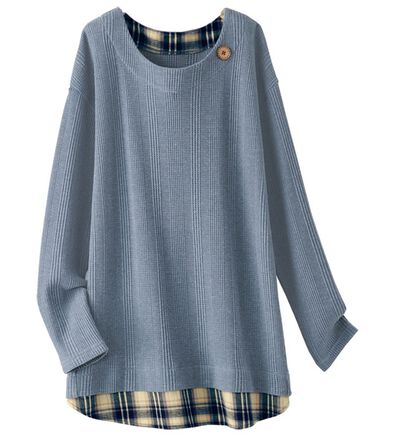 BELLUNA（ベルーナ）の「ワッフル素材重ね着風プルオーバー（カットソー）」