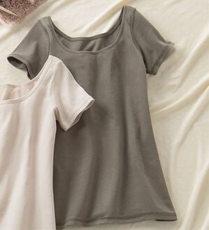 「素肌よろこぶオーガニックコットンフレンチ袖（肌着・インナーウェア）」｜ブラウン