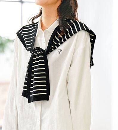 BELLUNA（ベルーナ）の「肩掛けニット&times;ビエラ起毛シャツ（シャツ）」
