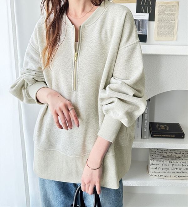 GeeRA（ジーラ）の「【ラク&times;きれい】ハーフジップ裏起毛スウェット（トレーナー・スウェット）」｜詳細画像