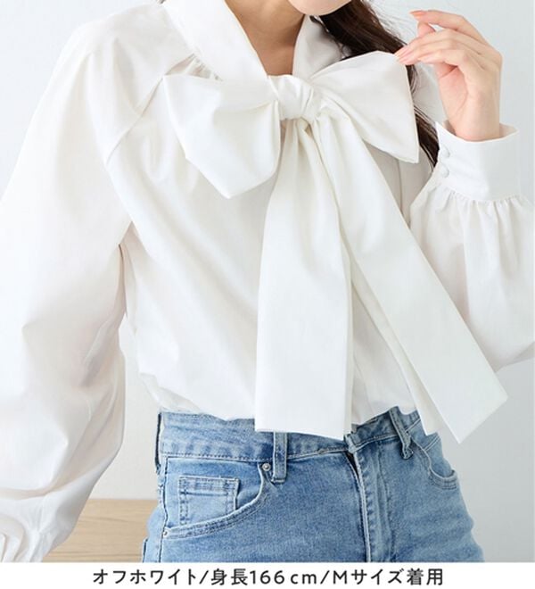 alotta（アロッタ）の「前後２ＷＡＹボウタイデザインシャツブラウス（ブラウス）」｜詳細画像