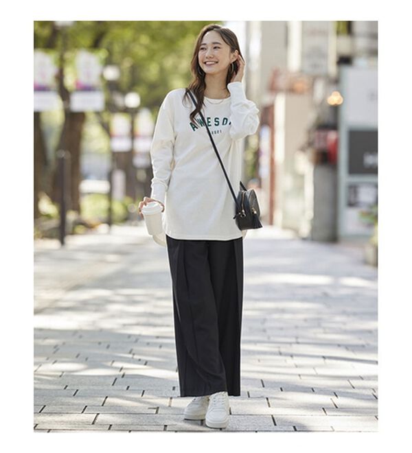 BELLUNA（ベルーナ）の「リネンライクタックワイドパンツ（ワイドパンツ・ガウチョ）」｜詳細画像