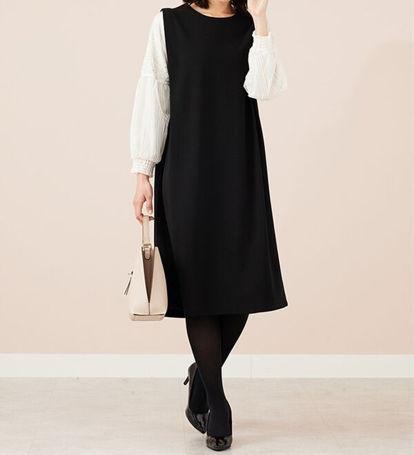 BELLUNA（ベルーナ）の「【新色追加】袖レース切替デザインきれい見えワンピース（その他ワンピース）」｜詳細画像