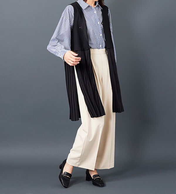 BELLUNA（ベルーナ）の「【Ｌａｇｒｉｌｕａ】異素材切替プリーツロングベスト（ジレ）」｜詳細画像