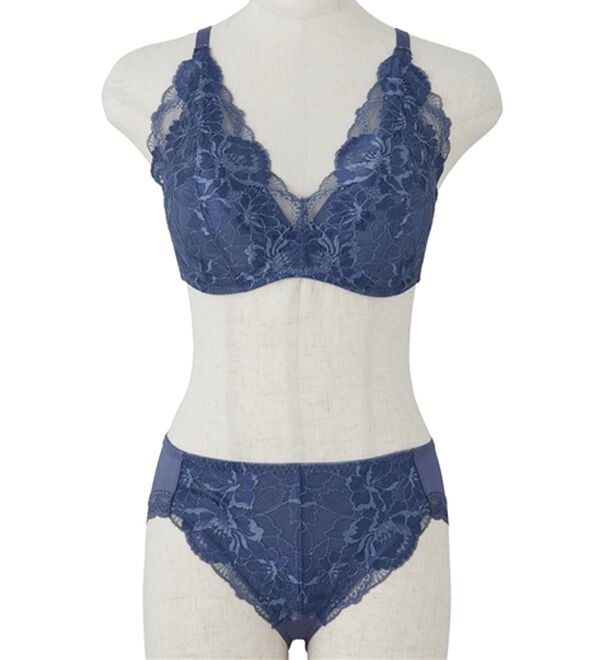LAVIENNE（ラヴィエンヌ）の「すっぽりフルカップブラ＆ショーツ（ブラジャー＆ショーツセット）」｜ネイビー