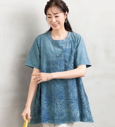 ルフラン（ルフラン）の「大花刺しゅうブラウス（チュニック）」