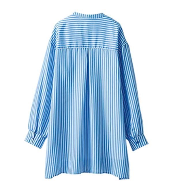 BELLUNA（ベルーナ）の「お手入れ簡単！ストライプ切替シャツチュニック（チュニック）」｜詳細画像
