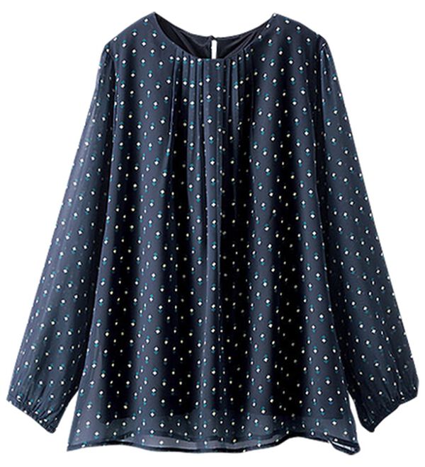 BELLUNA（ベルーナ）の「シフォン重ねタック使い小紋柄ブラウス（ブラウス）」｜詳細画像