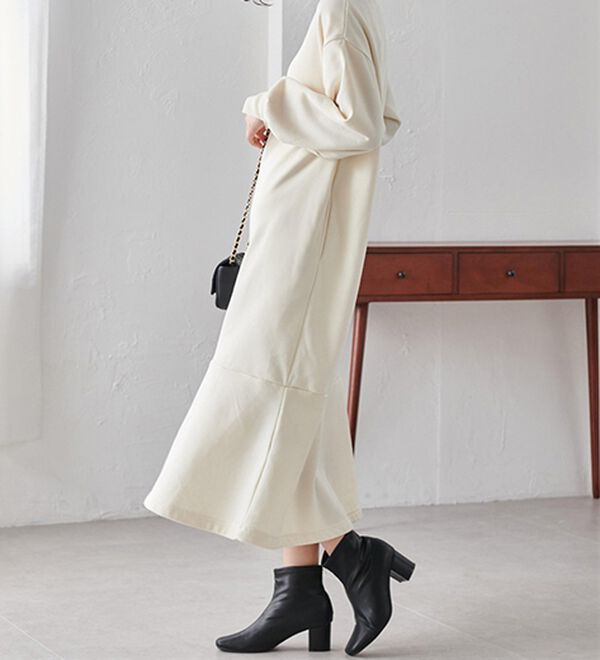 RANAN（ラナン）の「＜ＨＩＧＨ　ＳＰＥＣ＞毛玉になりにくい！ペプラムデザインワンピース（その他ワンピース）」｜アイボリー