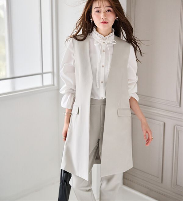 RANAN（ラナン）の「【２点セット】防シワ！ロングジレセットアップ（パンツスーツ）」｜詳細画像