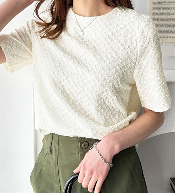 GeeRA（ジーラ）の「ふくれジャカードテクスチャーブラウス（ブラウス）」｜アイボリー
