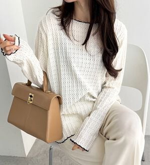 GeeRA（ジーラ）の「表面感配色メローカットソー（カットソー）」｜アイボリー