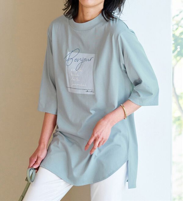 BELLUNA（ベルーナ）の「＜ＥＬＬＥ　Ａｃｔｉｖｅ＞多機能ロゴプリントチュニック（チュニック）」｜詳細画像