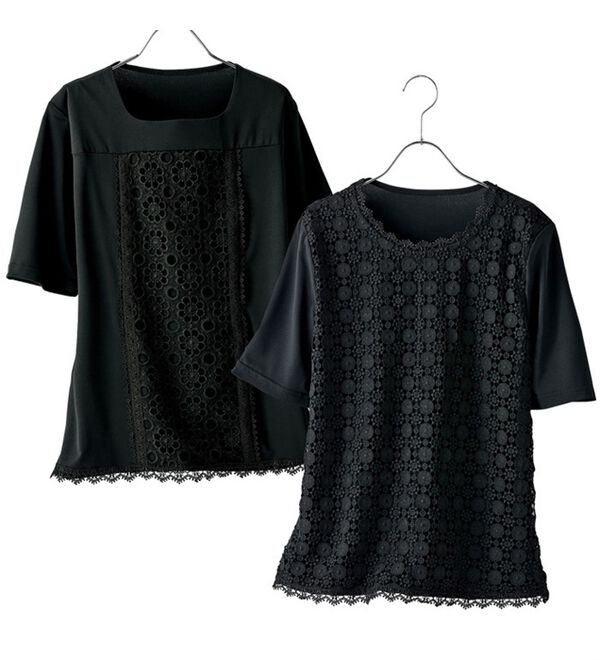 BELLUNA（ベルーナ）の「【２枚組】汗が乾きやすい！フォーマル対応デザインブラウス（ブラウス）」｜詳細画像