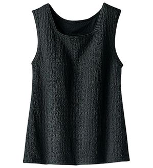 BELLUNA（ベルーナ）の「ジャカード素材カップ付タンクトップ（タンクトップ・キャミソール）」｜黒