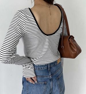 GeeRA（ジーラ）の「バックオープンリブトップス（カットソー）」｜詳細画像