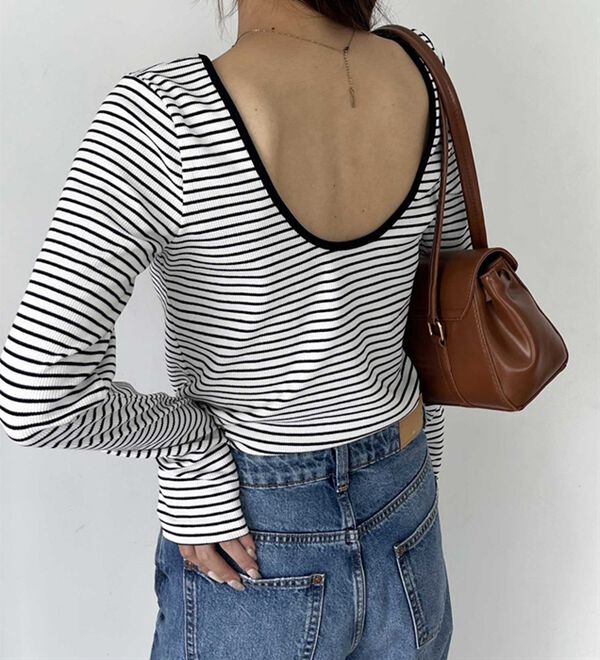 GeeRA（ジーラ）の「バックオープンリブトップス（カットソー）」｜詳細画像