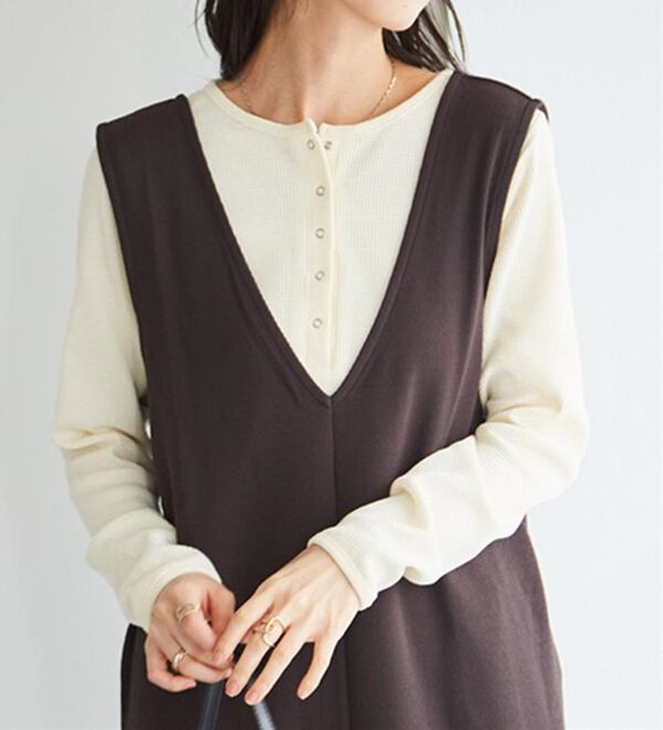 RANAN（ラナン）の「ヘンリーネックワッフルロンＴ（カットソー）」｜詳細画像