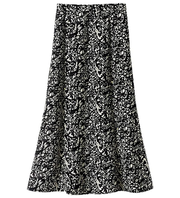 BELLUNA（ベルーナ）の「艶やかプリント切替フレアースカート（ロングスカート）」｜詳細画像