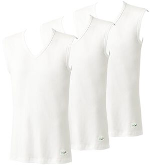 「【３枚組】＜クロコダイル＞夏用さらっと着心地の綿１００％インナー（メンズ肌着・インナーウェア）」｜ホワイト3枚組 スリーブレスV首