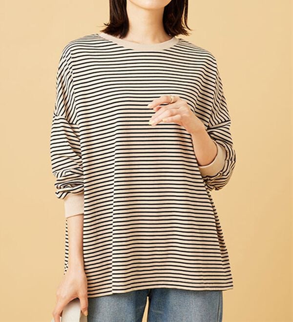 BELLUNA（ベルーナ）の「ゆったり体型カバー！ボーダープルオーバー（カットソー）」｜詳細画像
