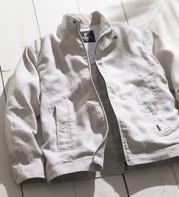 「＜コムルヴァン・オム＞さっと羽織れる麻１００％ライダースブルゾン（メンズジャケット）」｜詳細画像