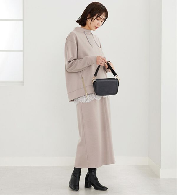 BELLUNA（ベルーナ）の「なめらかタッチ！もっちりん裾ジッププルオーバー（カットソー）」｜詳細画像