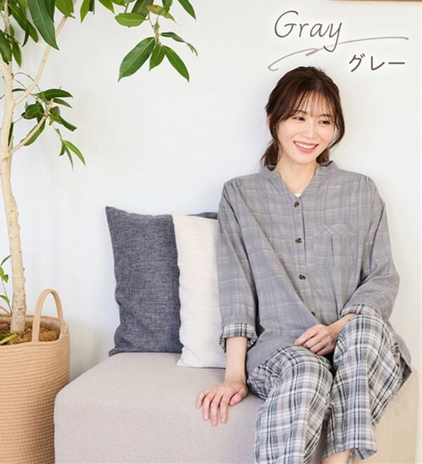 LAVIENNE（ラヴィエンヌ）の「【オーガニックコットン使用】綿１００％Ｗガーゼのルームパジャマ（パジャマ・ルームウェア）」｜詳細画像