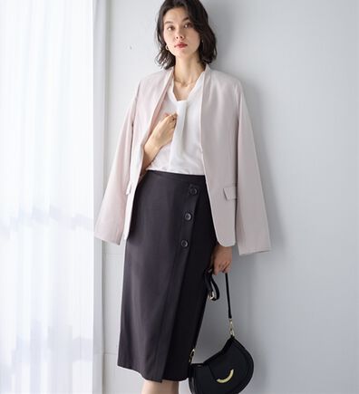 GeeRA（ジーラ）の「【２点】単品使いもできる！ベーシックブラウス＆スカートセットアップ（スカートスーツ）」